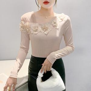 Moda Outono Novo Sexy Top Luz Luxo Flor Top - Product Image 3