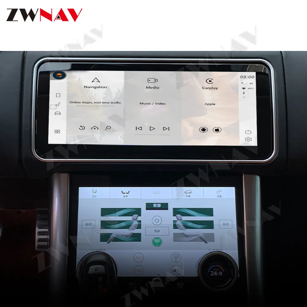 ZWNAV GPS นําทาง Carplay หน้าจอสําหรับLand Rangerกีฬา L494 2013-2017 พร้อมหน้าจอACเครื่องเล่นมัลติมีเดียวิทยุรถ