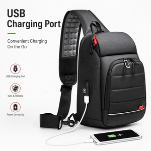 Sac à bandoulière pour homme avec chargement USB, en PVC résistant à l'eau, avec plusieurs poches et compartiment pour tablette 9,7 pouces - Product Image 4