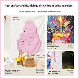 Telón de Fondo para Cumpleaños Infantil con Diseño de Dibujos Animados de Xiaohongshu, Decoración para Pastel, para Niños y Niñas, Bebés - Product Image 3