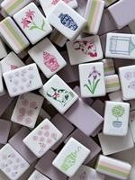 Tuiles de Mahjong Américaines Luxueuses et Portables - 160 Pièces, Tuiles en Acrylique et Motifs en Bois à 4 Couches