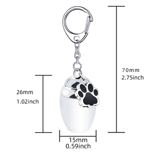 Argent étanche crémation urnes pour animaux <span class=keywords><strong>de</strong></span> compagnie porte-clés cylindre chat chien urne pour animaux <span class=keywords><strong>de</strong></span> compagnie cendres crémation souvenir mémorial cendres bijoux Pend - Product Image 2