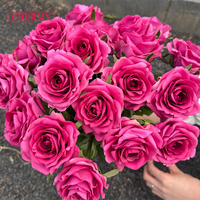 Rose artificielle rose vif DC199 au toucher réaliste pour la décoration de mariage et de la maison