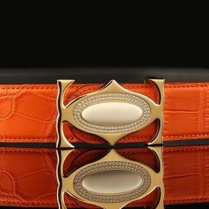 Men's formal crocodile leather <b>belt</b> luxurious handmade diamond studded steel <b>buckle</b> high-quality high-end <b>belt</b> - Product Image 2