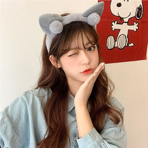 Thời Trang Mềm Phụ Nữ Sang Trọng Headband Gấu Mèo Tai Cừu <span class=keywords><strong>Fluffy</strong></span> Make up Dễ Thương Hairband Rửa Mặt Headband - Product Image 3