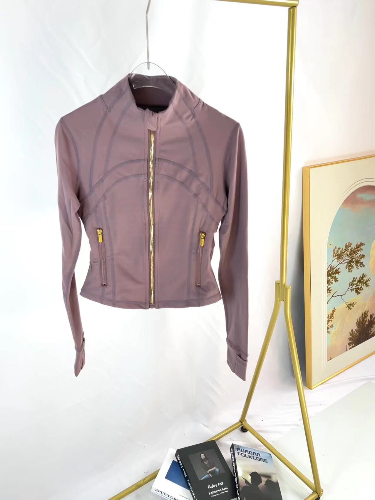 Lotus-root starch powder gold-zip short jacket