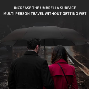 Light Luxury Black <strong>Folding</strong> Automatic <strong>Umbrella</strong> Wooden Handle Exlarge Reinforced Strong Durable <strong>Windproof</strong> Sunscreen Business Gifts - Product Image 3