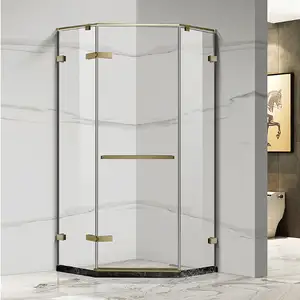 Luxury Diamond-Shaped Framed Tempered Glass Steam Shower Cabin With Round Sector Open Single-Door