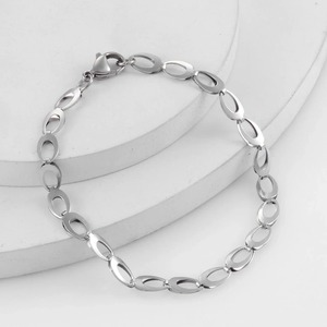 Bracelet tendance en acier inoxydable plaqué or 18 carats, chaîne et maillons, cadeau de haute qualité pour unisexe - Product Image 2