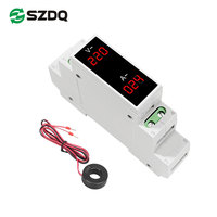 Monophasé Din Rail Mount LED Voltmètre et Ampèremètre Mini Modulaire 1P 18mm AC 80-500V Indicateur de Fréquence 1.0% Précision 100A