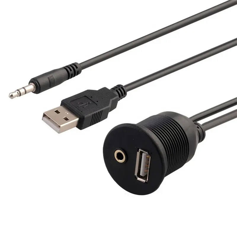 USB סומק הר רכב כבל USB 2.0 ו 3.5mm Aux Extention הר פלאש/דאש לוח הר כבל עבור רכב סירת או אופנוע