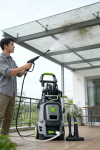 Hidrolavadora Eléctrica Vertical de Alta Presión de 220V y 10L/min con Ruedas <span class=keywords><strong>para</strong></span> Limpieza del Hogar - Product Image 4