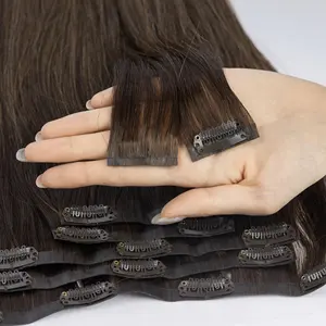 2024 Clipe sem costura invisível na extensão do cabelo duplo desenhado cutícula alinhada remy extensão do cabelo humano