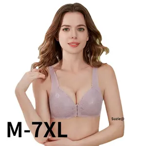 플러스 사이즈 프론트 클로저 브라 M-7XL 34/75-50/115BCD 오픈 버클 버튼 심리스 속옷 레이스 섹시 브라 U 백 푸시 업 브라