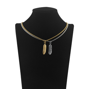 Collar de cadena con colgante de pluma de paloma de la paz, chapado en plata antigua retro, de acero inoxidable, para hombre, joyería. - Product Image 2