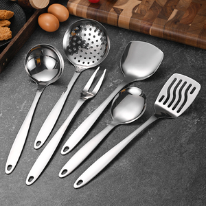 إكسسوارات المنزل والمطبخ طقم أواني طهي من الفولاذ المقاوم للصدأ ملعقة طبخ مجرفة أدوات مطبخ معدنية مجرفة مغرفة شوربة مصفاة - Product Image 5