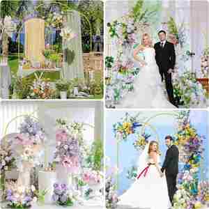 3PCS/Set Gold White Black Fashionable Wedding Arch <b>Backdrop</b> <b>Stand</b> Metal Customized Size Baby Shower Outdoor Birthday Decoration - Product Image 5