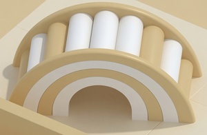 Juego de juegos interior de madera con escalones para trepar, túnel y caballo balancín para la zona de juegos infantil en casa - Product Image 4