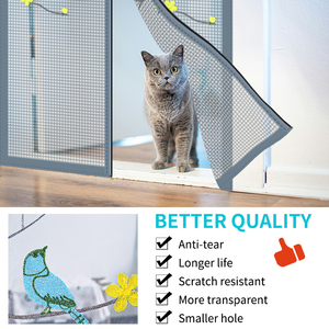 Moustiquaire magnétique en maille diamantée anti-rayures avec aimants renforcés, rideau en maille robuste pour animaux domestiques et enfants, fermeture automatique - Product Image 4
