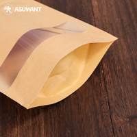 Sac d'emballage en papier Kraft de qualité alimentaire, unités, avec fermeture à glissière, avec fenêtre transparente