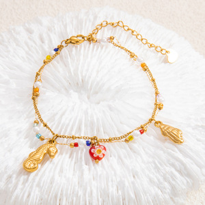 Seahorse Pearl <b>Shell</b> Charm <b>Bracelet</b> 18K Gold Plated Zinc Alloy Fashion Jewelry Gift for Women - Product Image 2