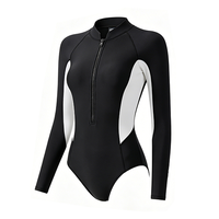 DIVESTAR Neoprene Freediving Surfing Bikini Wetsuit Tahan Air Lengan Panjang Resleting Depan Wanita Pakaian Renang Pakaian Pantai 2MM OEM