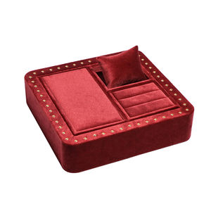 ROMI <span class=keywords><strong>Rose</strong></span> Rouge Velours En Cuir Bijoux Comptoir Présentoir Titulaire Collier Anneau Boucle D'oreille Bijoux Présentoir Ensemble - Product Image 5