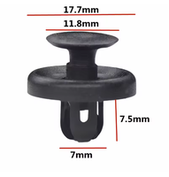 Clips de fixation noirs en plastique à pousser pour voiture, attaches de garniture de carrosserie automobile, tête de 17,7 mm, tige de 7,5 mm, pointe de 7 mm, clips rivets pour panneaux de véhicule