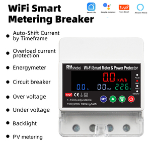 RMshebei Wifi Smart Switch Circuit Breaker Energy Meter Smart Home Energy <strong>Monitor</strong> 100A Din Rail Smart Prepaid Energy Meter 220V - Product Image 2