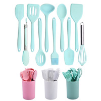 Ensemble d'ustensiles de cuisine en silicone 11 pièces, spatule, pelle de cuisson, cuillère ajourée, louche à soupe, résistant à la chaleur, antiadhésif - Vente en gros
