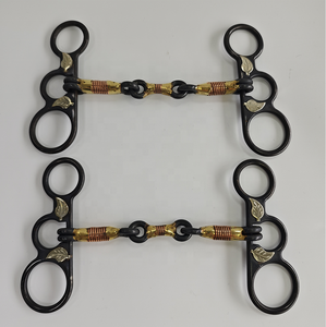 <strong>Horse</strong> Bit Western Style Joint Copper Snaffle Lightweight <strong>Horse</strong> Snaffle Bit Carbon Steel Bit with Engraved Silver Oak Leaf Cheeks - Product Image 2