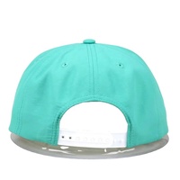 Topi Snapback 5 Panel Ringan Tanpa Struktur dari Bahan Nilon, Topi Bill Datar Warna Turquoise dengan Patch Tenun Kustom