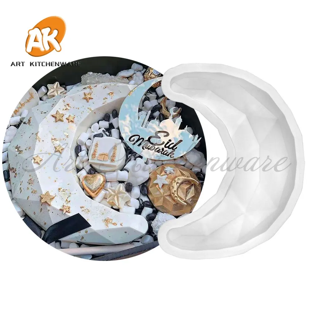 AK 3D Diamond Moon Silikon Mousse Form für Dessert und Kuchen Kleines Kissen Backen Gefrorene Form Kuchen Dekorations werkzeuge Harz formen