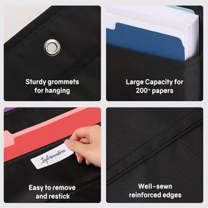 20 Pockets Hanging Wall File Organizer Black Non Woven Fabric Punch Free Office <b>Storage</b> Pocket Chart Hook Type - Product Image 4