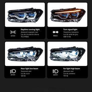 Faro Anteriore per <span class=keywords><strong>BMW</strong></span> <span class=keywords><strong>Serie</strong></span> <span class=keywords><strong>5</strong></span> G38 2018-2020, Gruppo Ottico G30 Fumé Bicolore con Luce Diurna Golden Eye e Lente Laser - Product Image 3