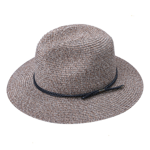 JAKIJAYI <span class=keywords><strong>2022</strong></span> Hot Deals Primavera Verano Protector solar Fedora Sombreros de paja Tejidos de paja Sombreros de Panamá con cinturones de cuero Pu Cuerda - Product Image 2