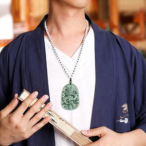 หยกเจไดต์ธรรมชาติ จี้หยกมังกรจีน เครื่องประดับผู้ชาย ดีไซน์ดั้งเดิม ของขวัญพร้อมใบรับรอง LP49 - Product Image 5