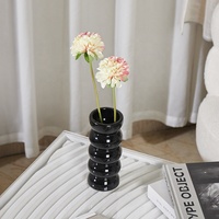 Ensemble de fleurs artificielles chinoises Moontail réalistes, souples et imperméables de 360 mm de hauteur avec vase en verre pour la maison moderne, le bureau ou le bureau à domicile