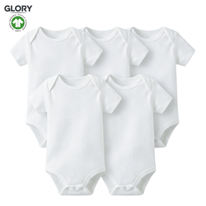 Body <span class=keywords><strong>Bianco</strong></span> all'Ingrosso 100% Cotone Lavorato a Maglia Produttori OEM Personalizzato Unisex Abbigliamento per Neonati Tutina per Bambini - Product Image 1