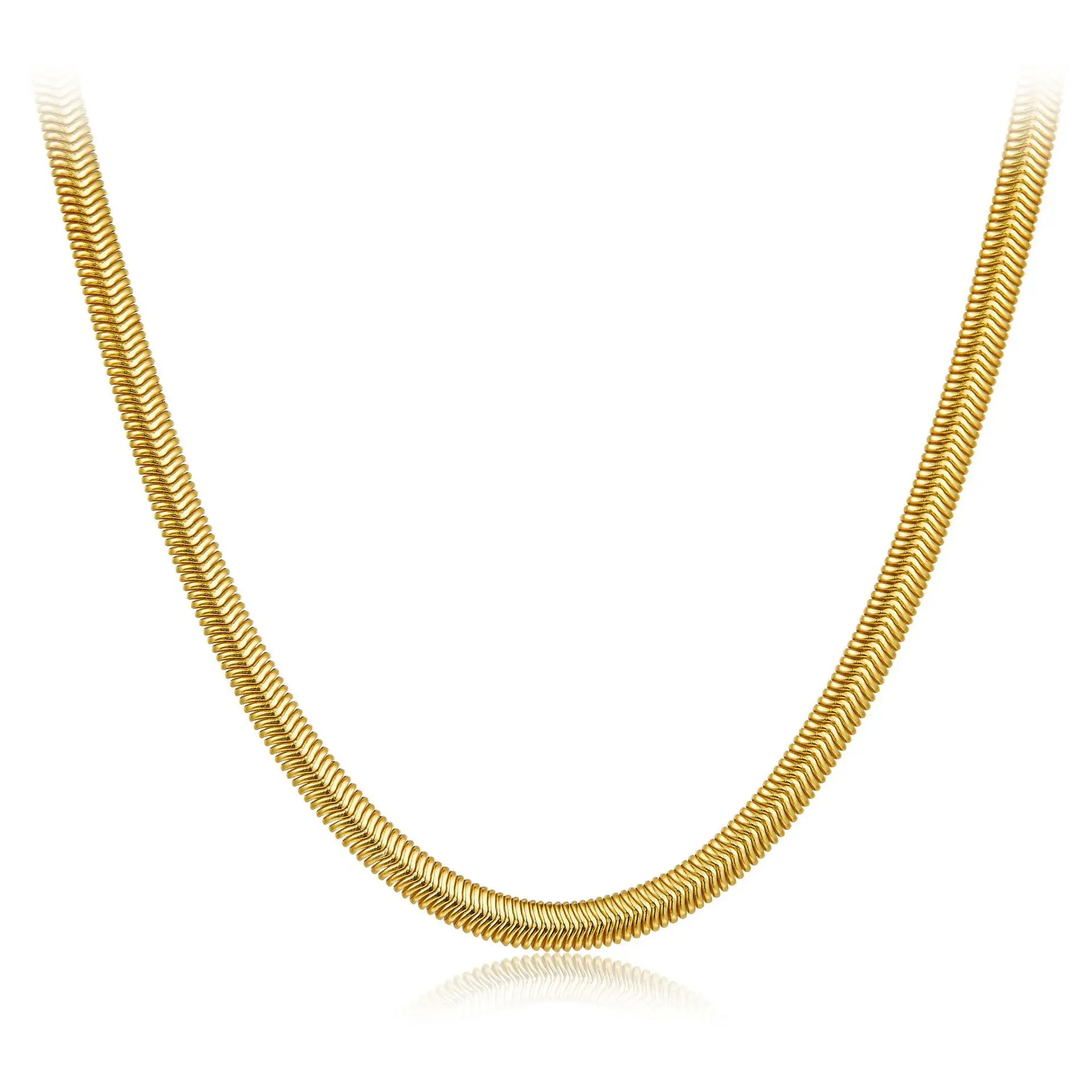 Plata Italiana 925 Sterling Silver Jewelry Gold Plated 18 Inch Flat Herringbone Chain Necklace