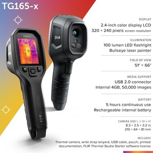 กล้องถ่ายภาพความร้อน FLIR TG165-X พร้อมเลเซอร์ Bullseye ระดับมืออาชีพ สำหรับการตรวจสอบอาคาร/ระบบปรับอากาศ/ระบบไฟฟ้า |   80x60 ไออาร์ - Product Image 6