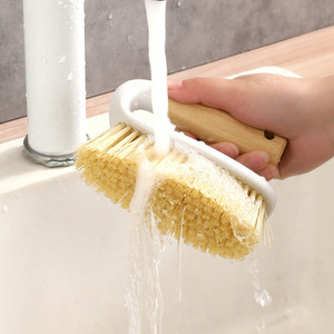 Brosse de nettoyage à manche en bois, poils en bambou, multifonctionnelle pour cuisine, salle de bain, sol, buanderie - Product Image 2