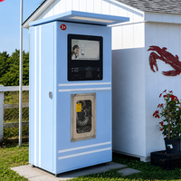 Máquina expendedora de agua purificada con aceptador de billetes, estación tipo kiosco antirrobo para el puerta principal de un barrio residencial