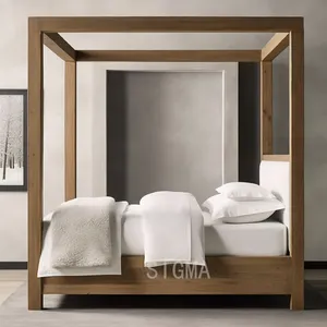 Fournisseur OEM Designs modernes Meubles de chambre à coucher de luxe Tête de lit Lit en bois massif de teck