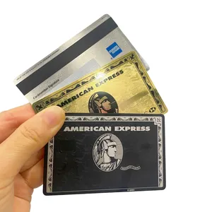 fm4442 etched engraved chip hole slot laser engraving blanks metal credit card blank amex card with real magnetic stripe