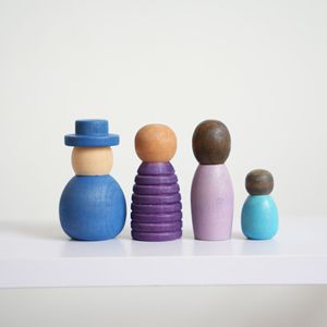 Juego de Juguetes Educativos Montessori en Miniatura, Casa de Juegos para Muñecas, Familia de Cuatro, Bloques de Construcción de Madera para el Aprendizaje Temprano - Product Image 4