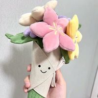 Peluche en forme de bouquet de roses avec rembourrage en coton PP pour filles - Cadeau de mariage, de Saint-Valentin et d'anniversaire