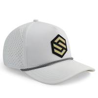 Casquette de baseball unisexe HN10 personnalisée en PVC avec logo en caoutchouc, 5 panneaux, perforations laser, imperméable, avec cordon, pour activités de plein air, surf et golf
