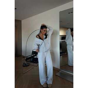 Survêtement gris personnalisable, confortable, coupe-vent, respirant, design uni, pour grandes tailles, décontracté, saison hiver, taille XXL - Product Image 4