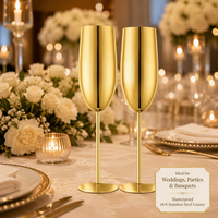 Flûtes à champagne en acier inoxydable, verres à champagne en métal 250 ml pour mariage, fête, bar, banquet